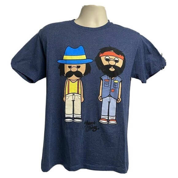Cheech & Chong Blue Graphic SS T-Shirt Medium Stretch Lightweight Cotton Unisex - Picture 1 of 6